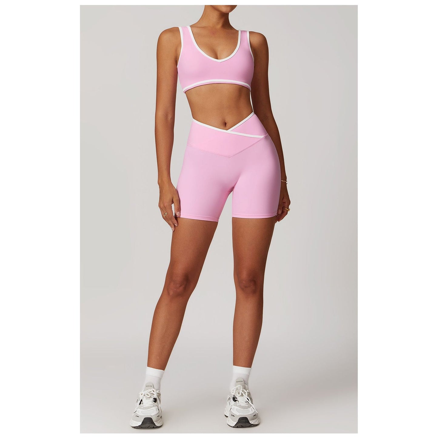 Sports Bra Top and Cross Shorts Set