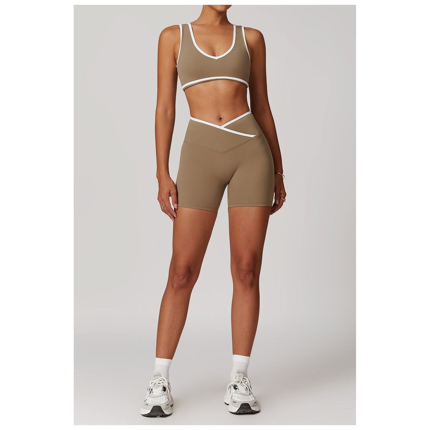 Sports Bra Top and Cross Shorts Set