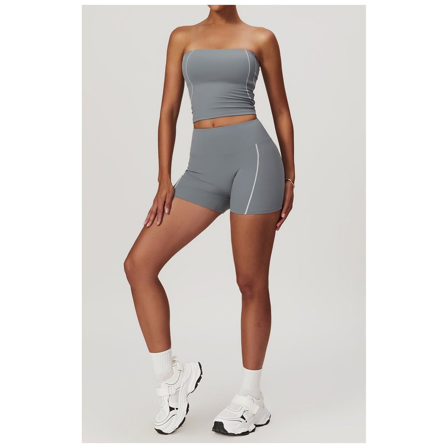 Breathable Strapless Top & Stretchy Shorts Set