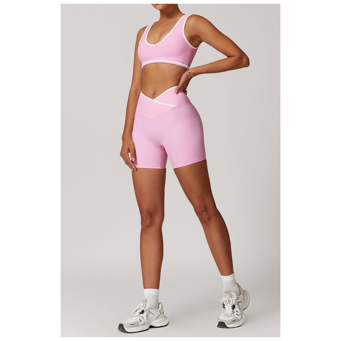 Sports Bra Top and Cross Shorts Set