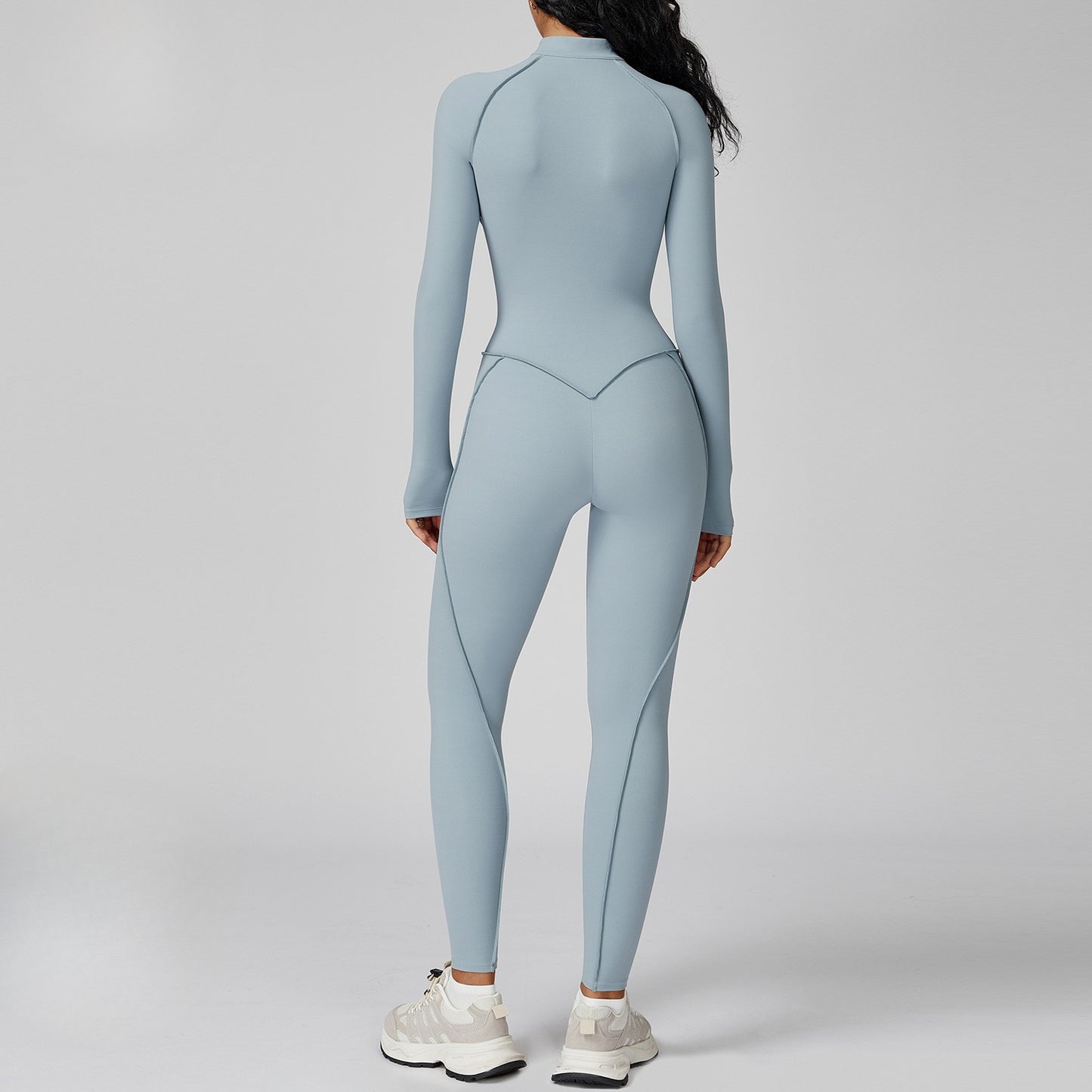 Sculpt Zip-Front Long Sleeve Workout Jumpsuit