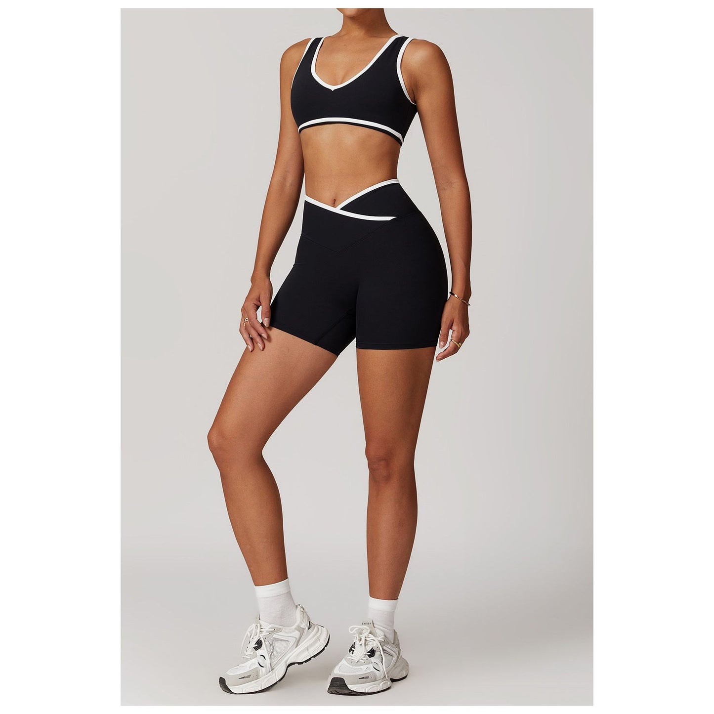 Sports Bra Top and Cross Shorts Set