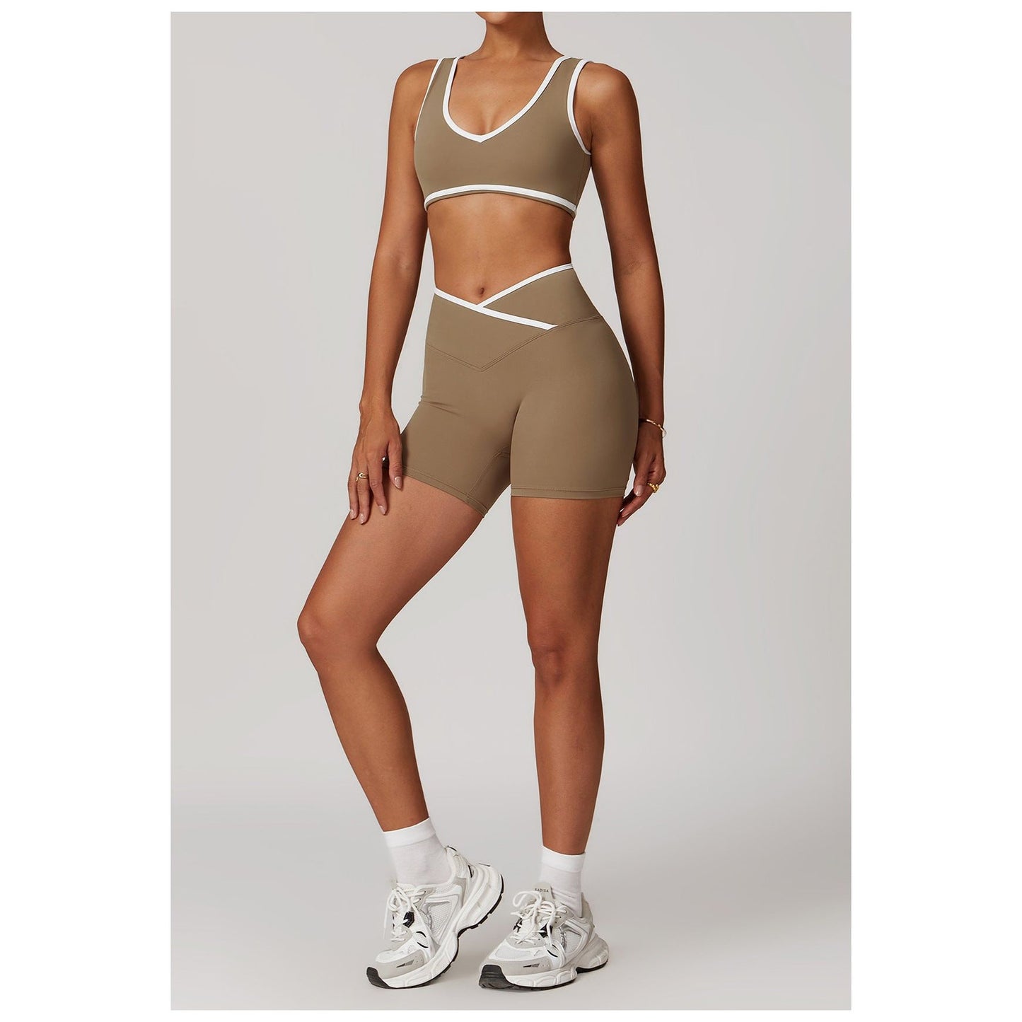 Sports Bra Top and Cross Shorts Set