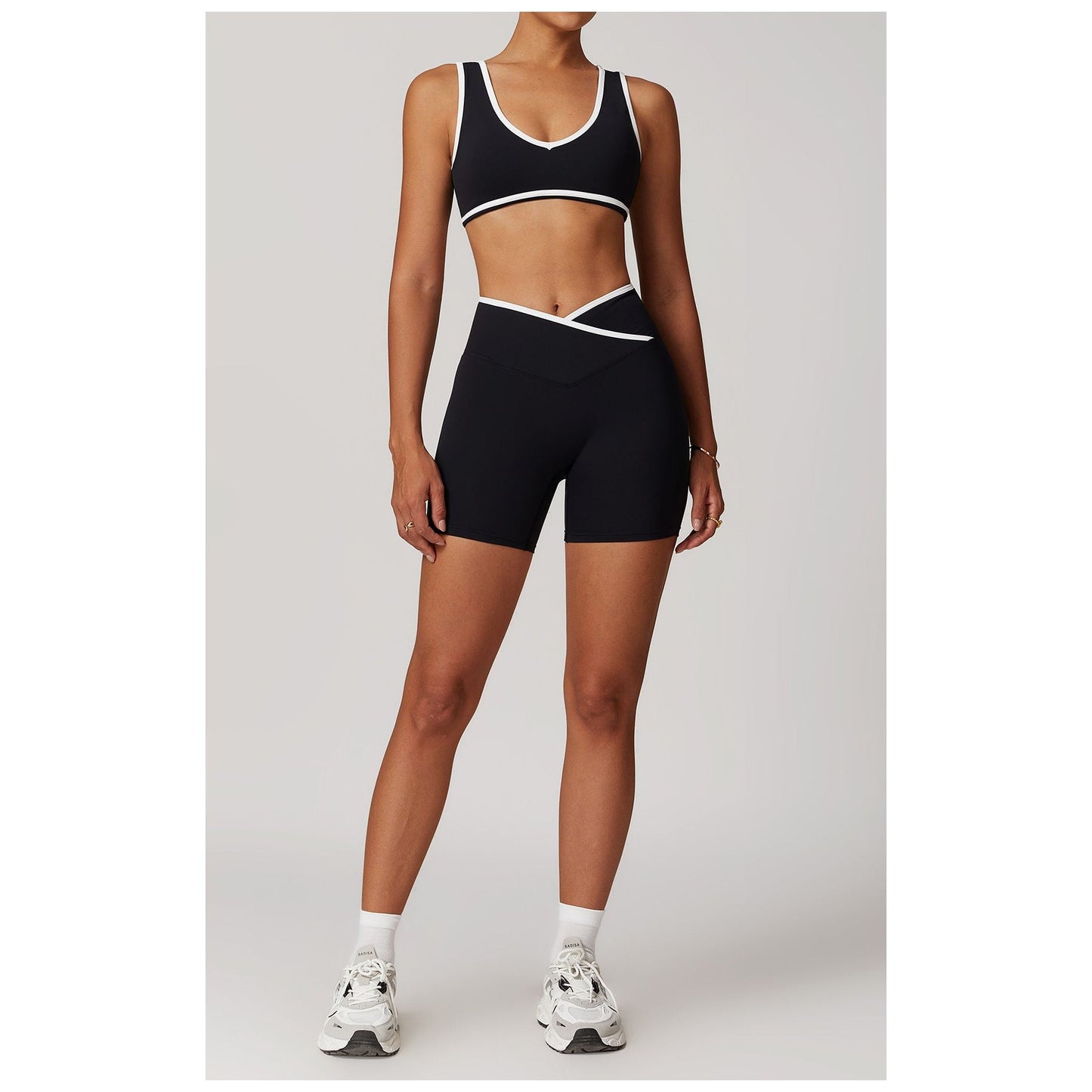 Sports Bra Top and Cross Shorts Set