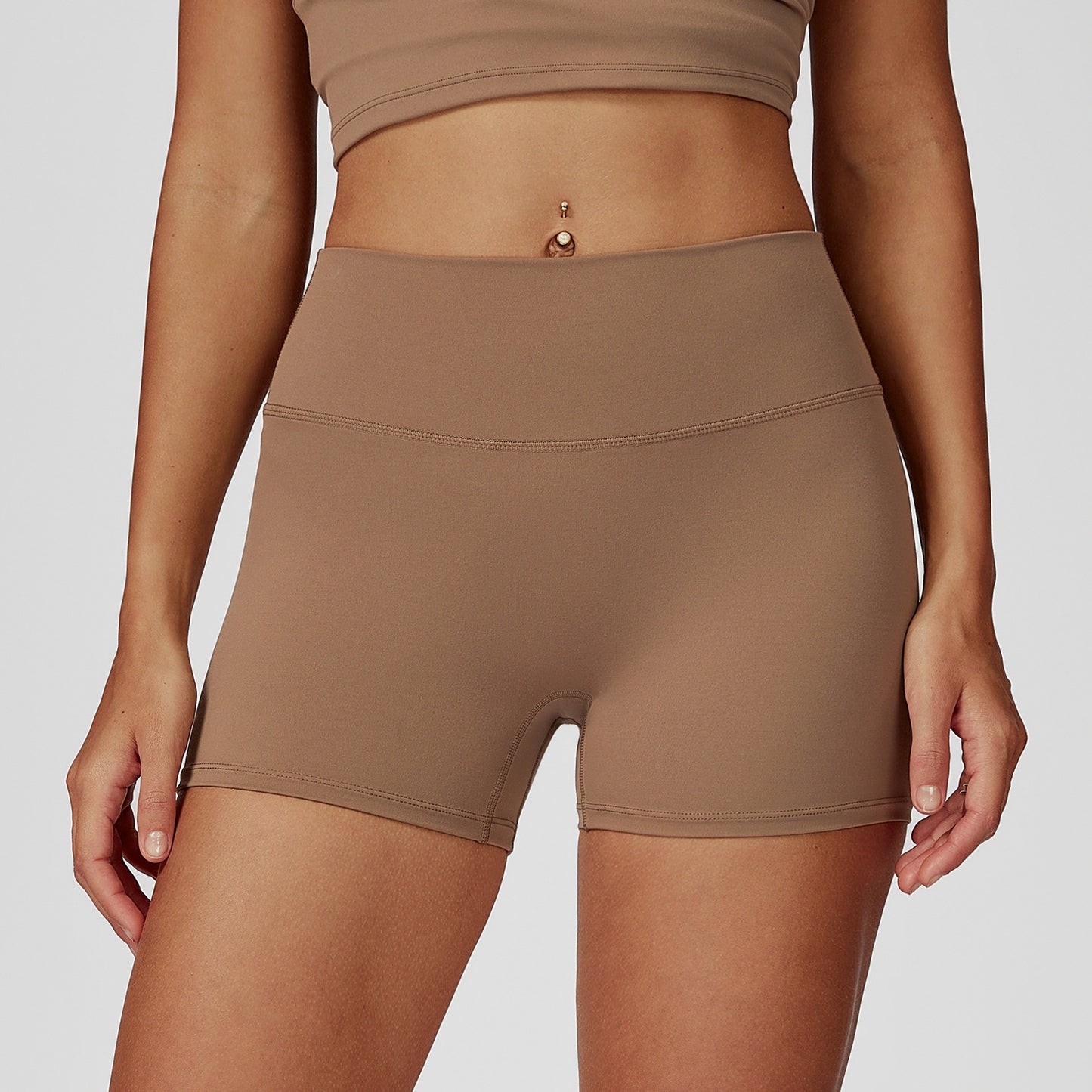 Crossover Waist Seamless Yoga Shorts