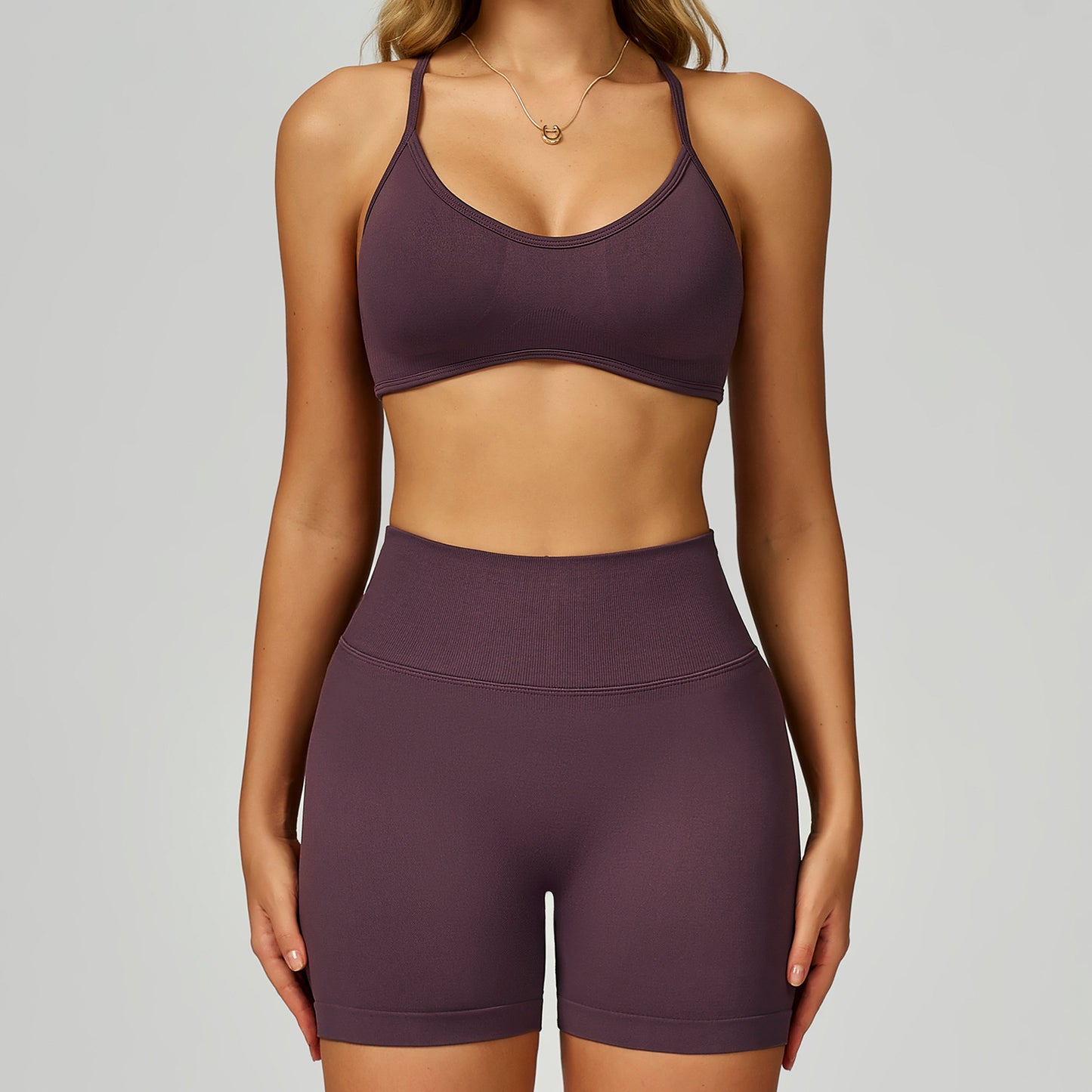 Strappy Sports Bra & High-Waist Biker Short Set