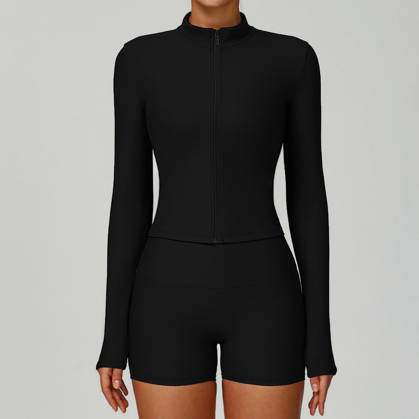 Zip-Up Performance Jacket & High-Waist Short Set