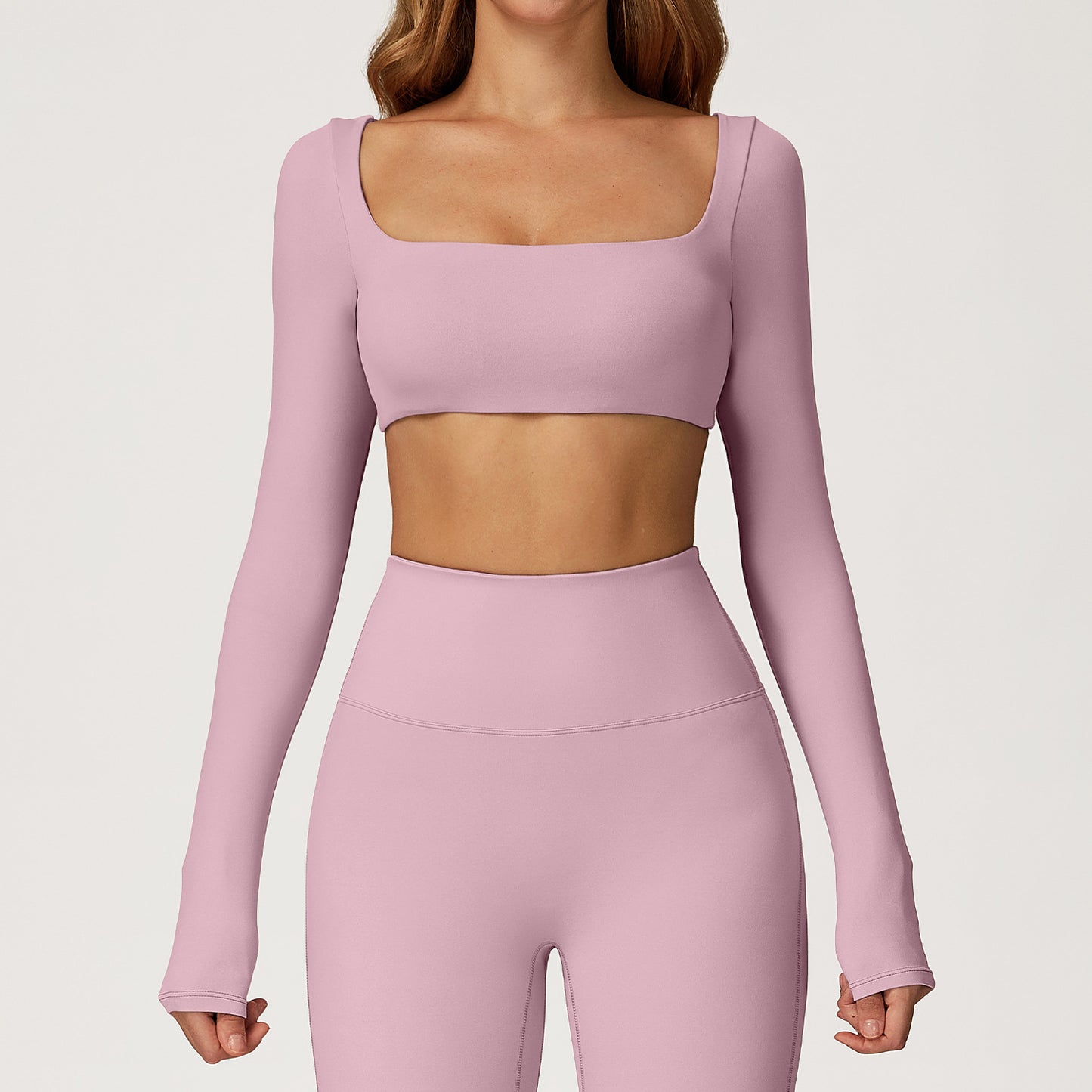 Square Neck Long Sleeve Crop Top