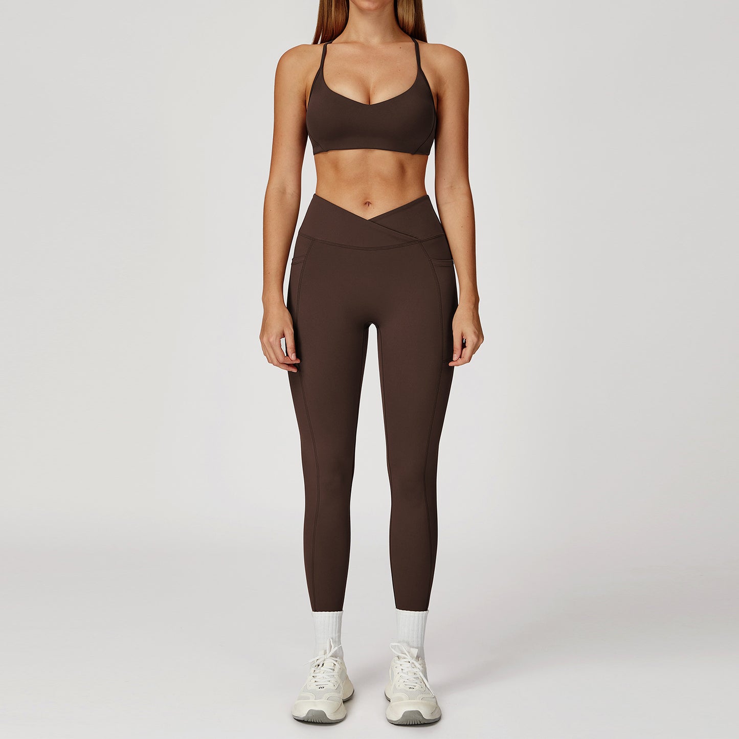 Strappy Sports Bra & Crossover Leggings Set