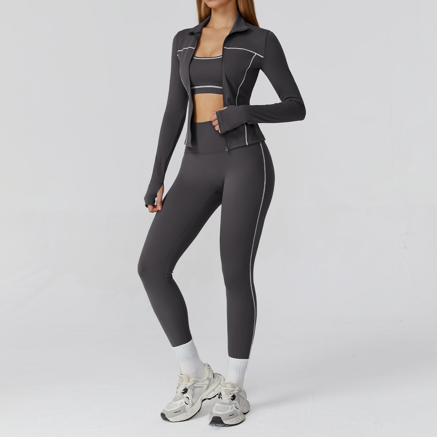 3-Piece Sports Bra, Jacket & Leggings Set