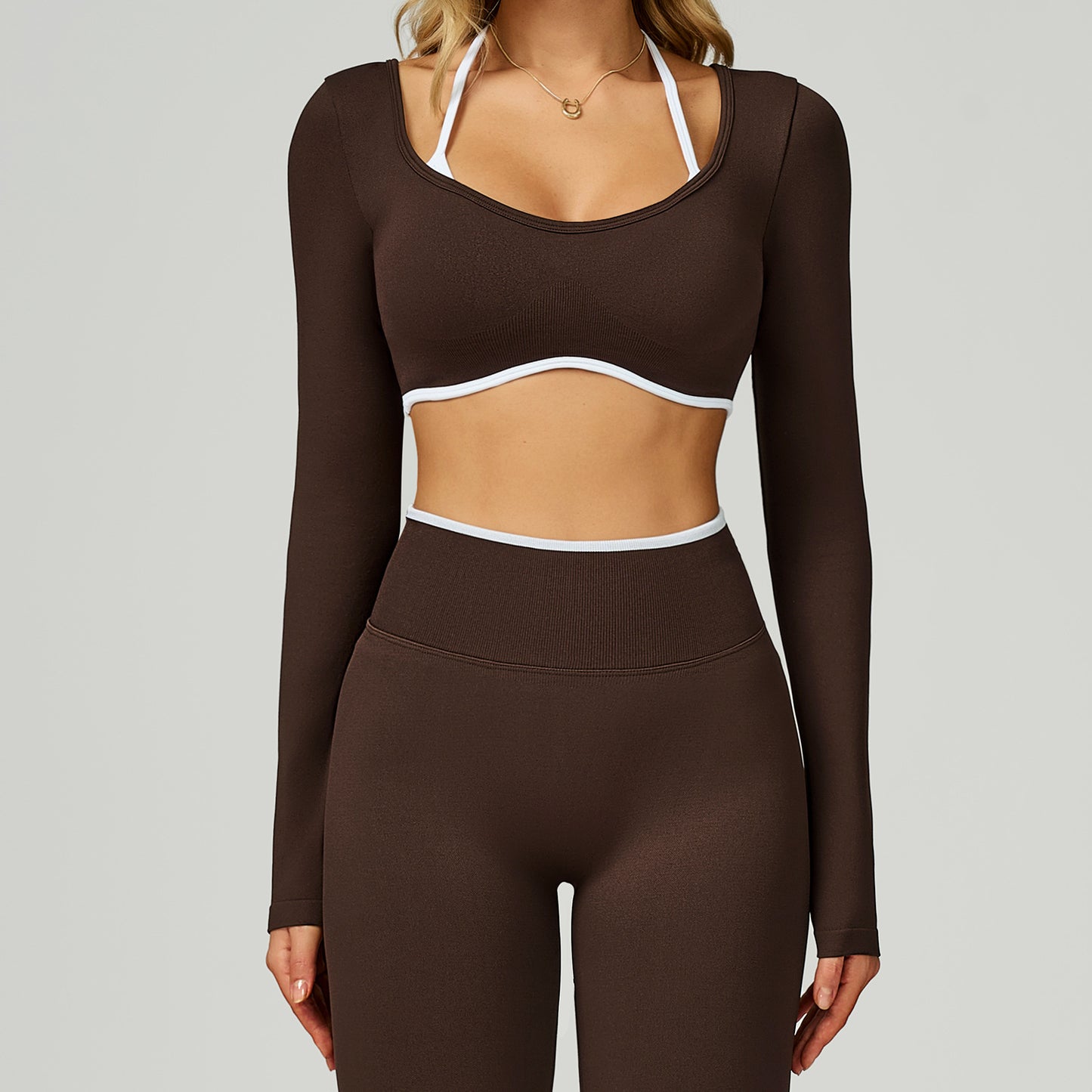 SculptLine Long-Sleeve Open-Back Crop Top