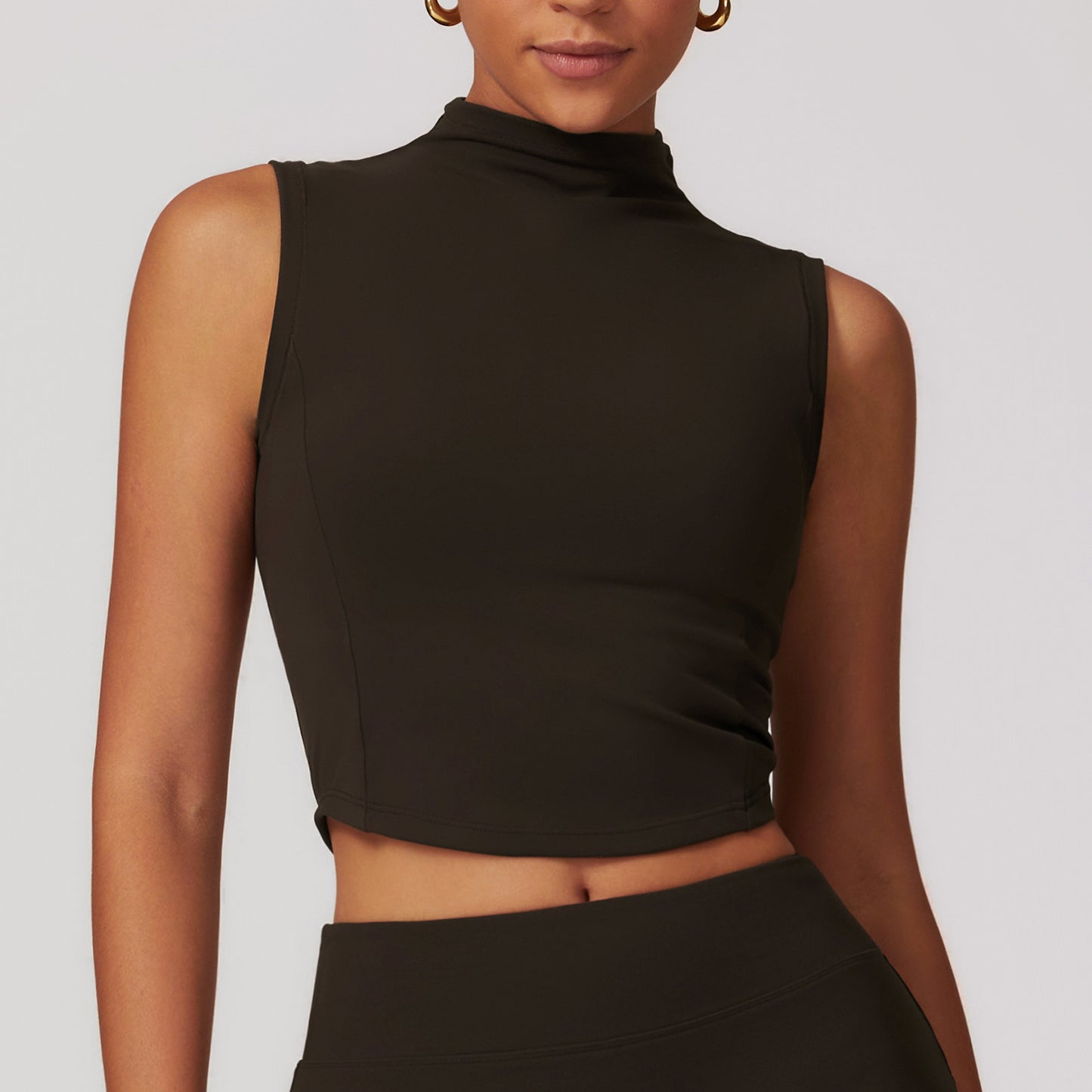 Elevate High-Neck Sleeveless Crop Top