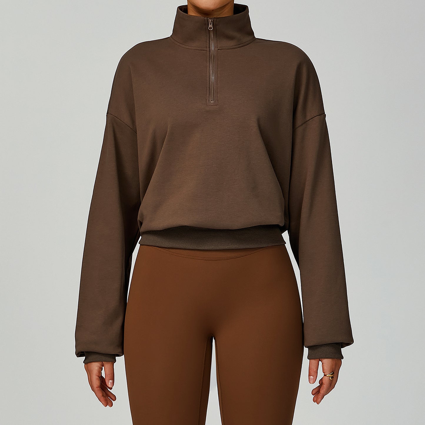 High-Neck Zip Workout Pullover