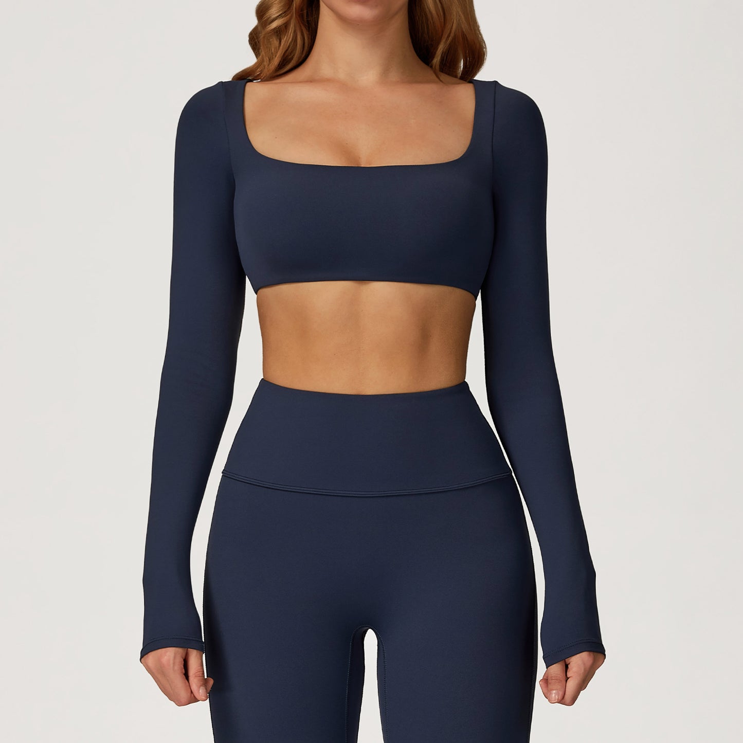 Square Neck Long Sleeve Crop Top