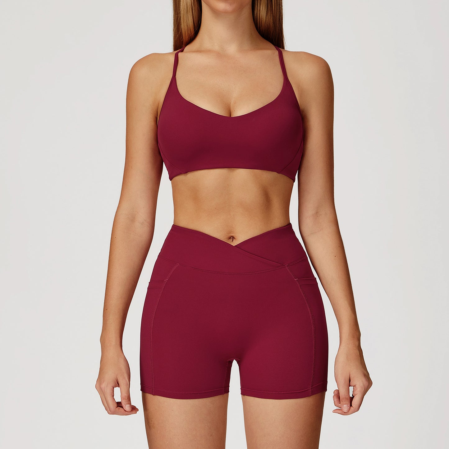 Strappy Sports Bra & Crossover Shorts Set