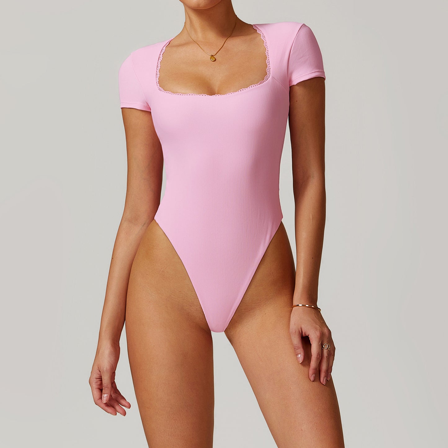 Lace-Trim Ribbed Bodysuit