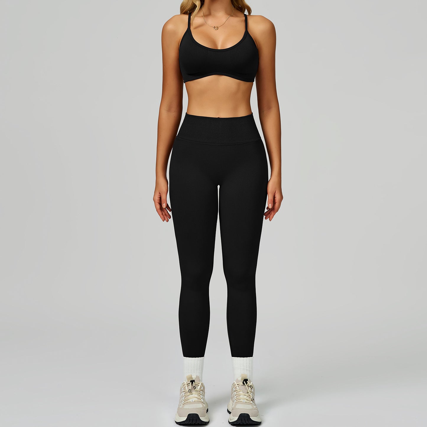 Strappy Sports Bra & High-Waist Legging Set