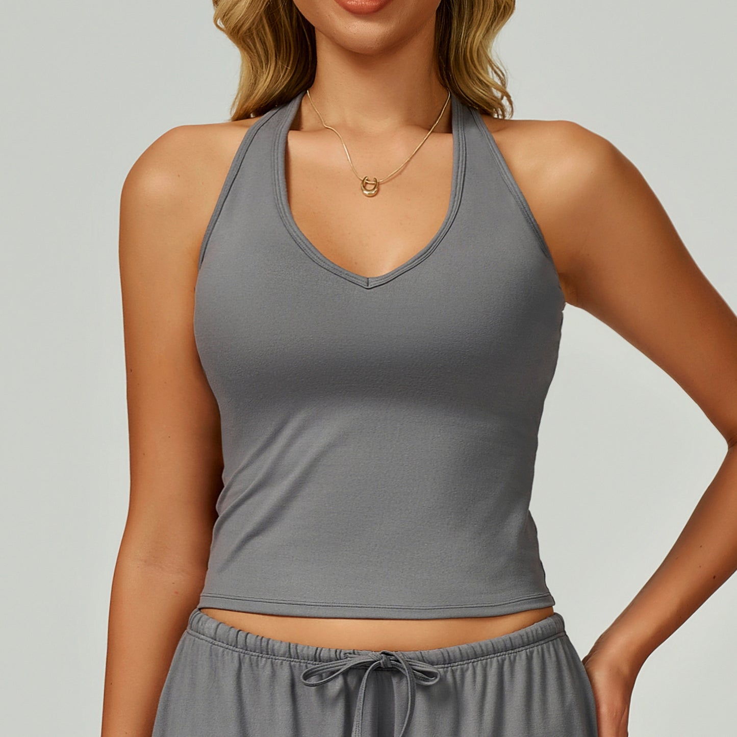 V-Neck Strappy Workout Crop Top