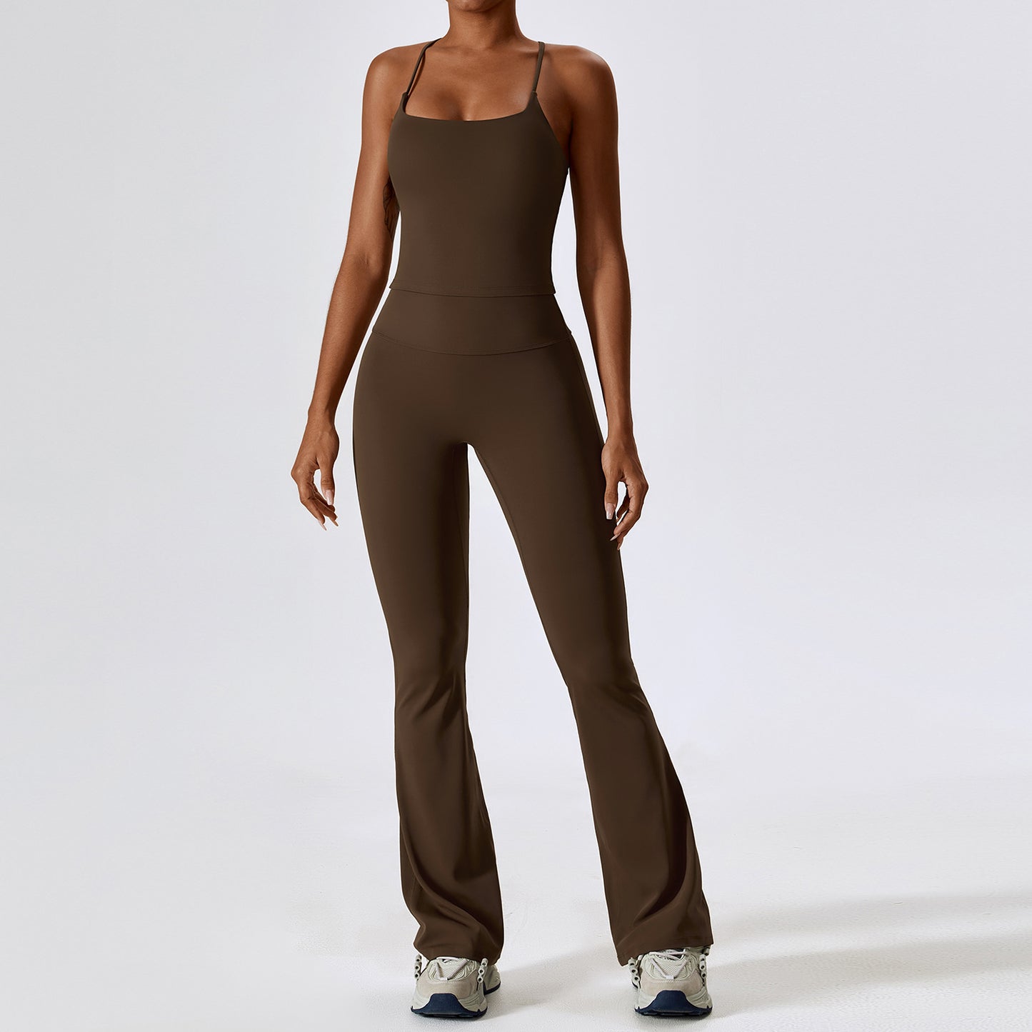 Strappy Flare Leg Active Jumpsuit