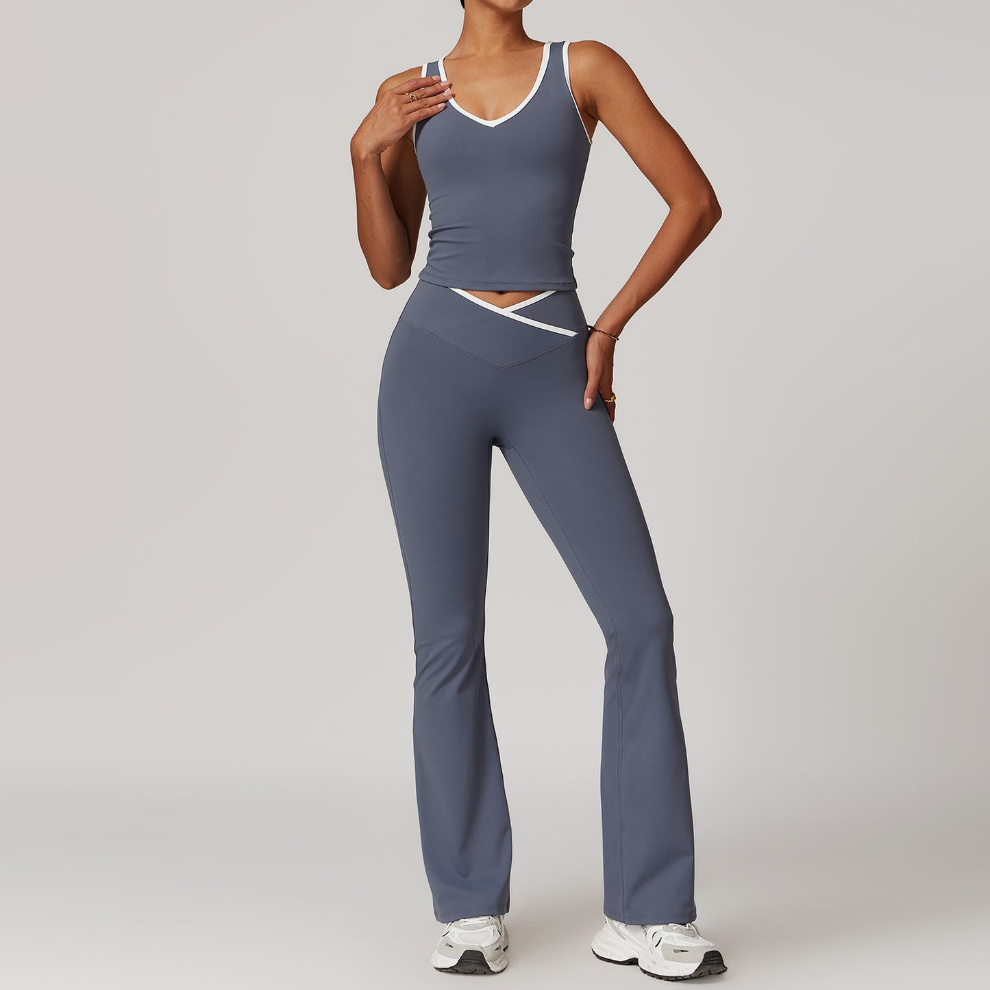 Cross-Waist Flare Leggings