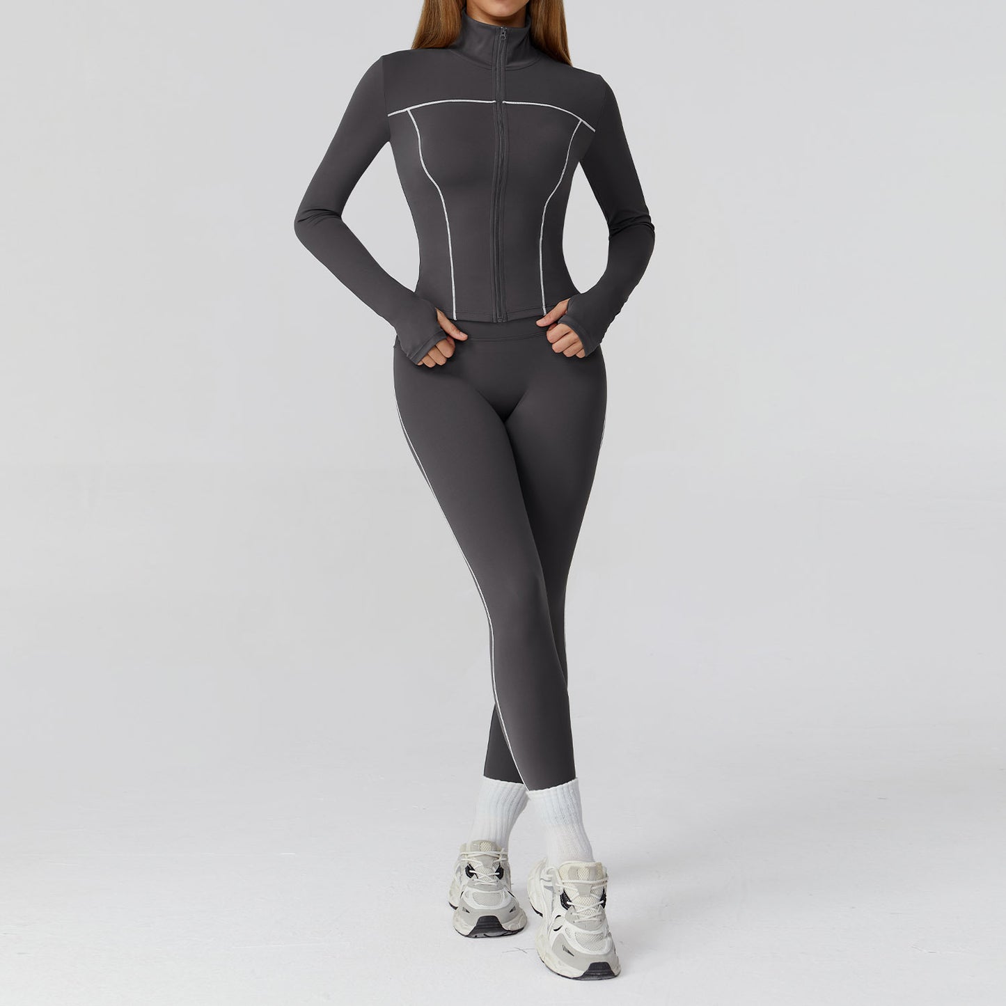 Full-Zip Fitted Jacket & Leggings Set