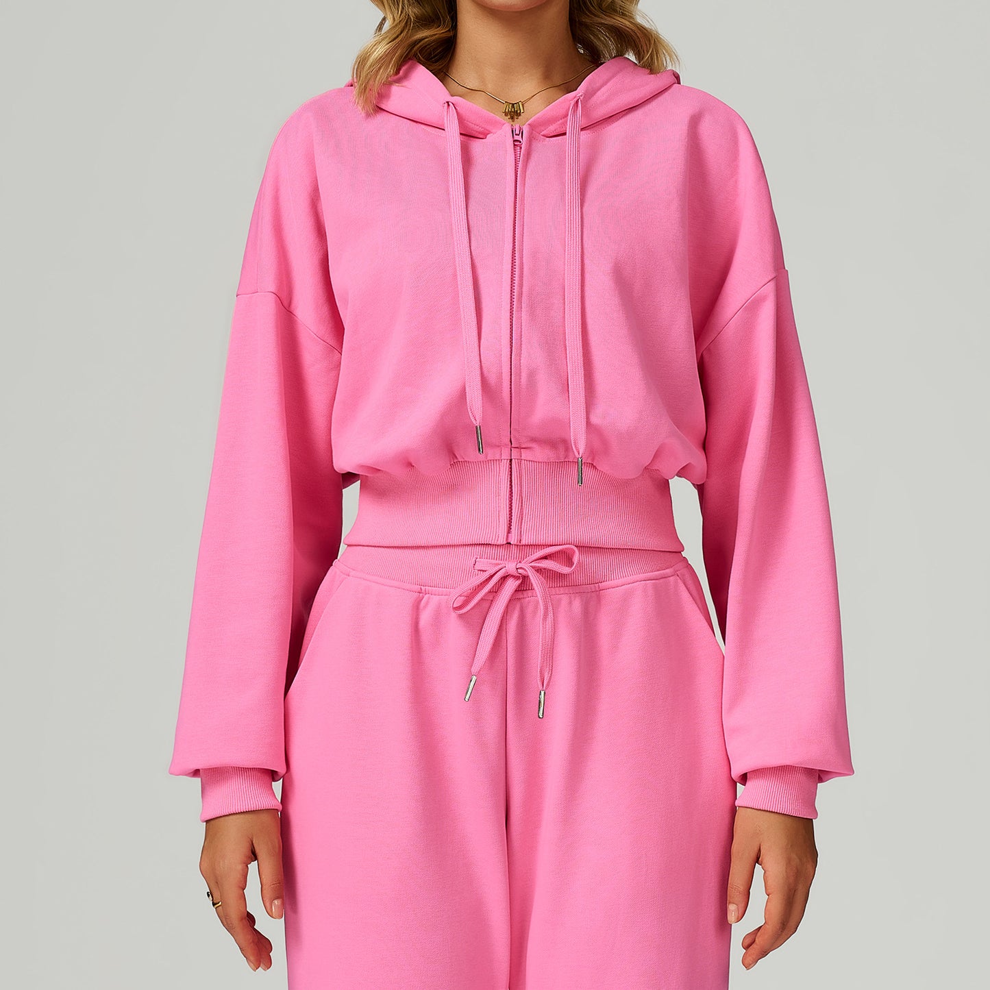FlexEase Cropped Zip-Up Hoodie