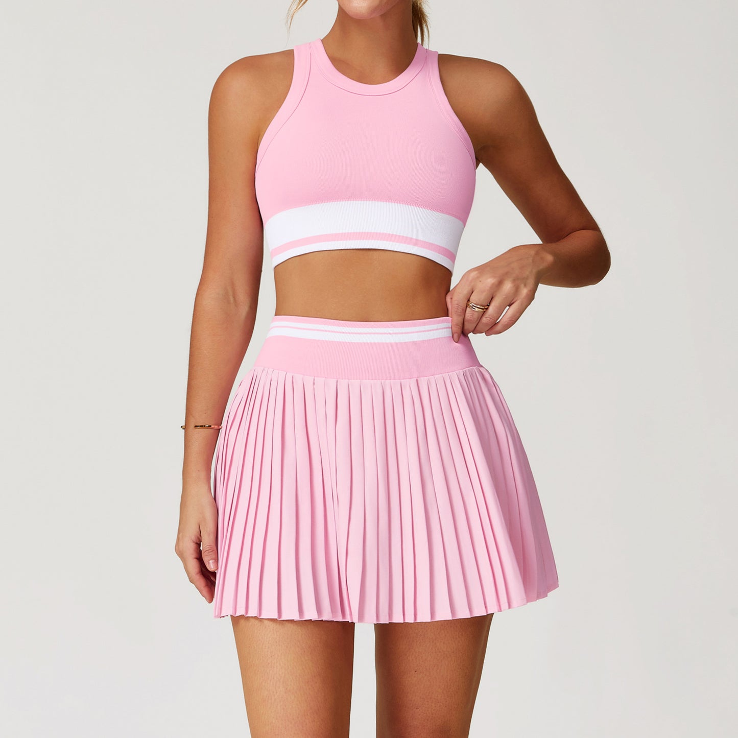 Elite Rally Pleated Skirt Set with Contrast Band