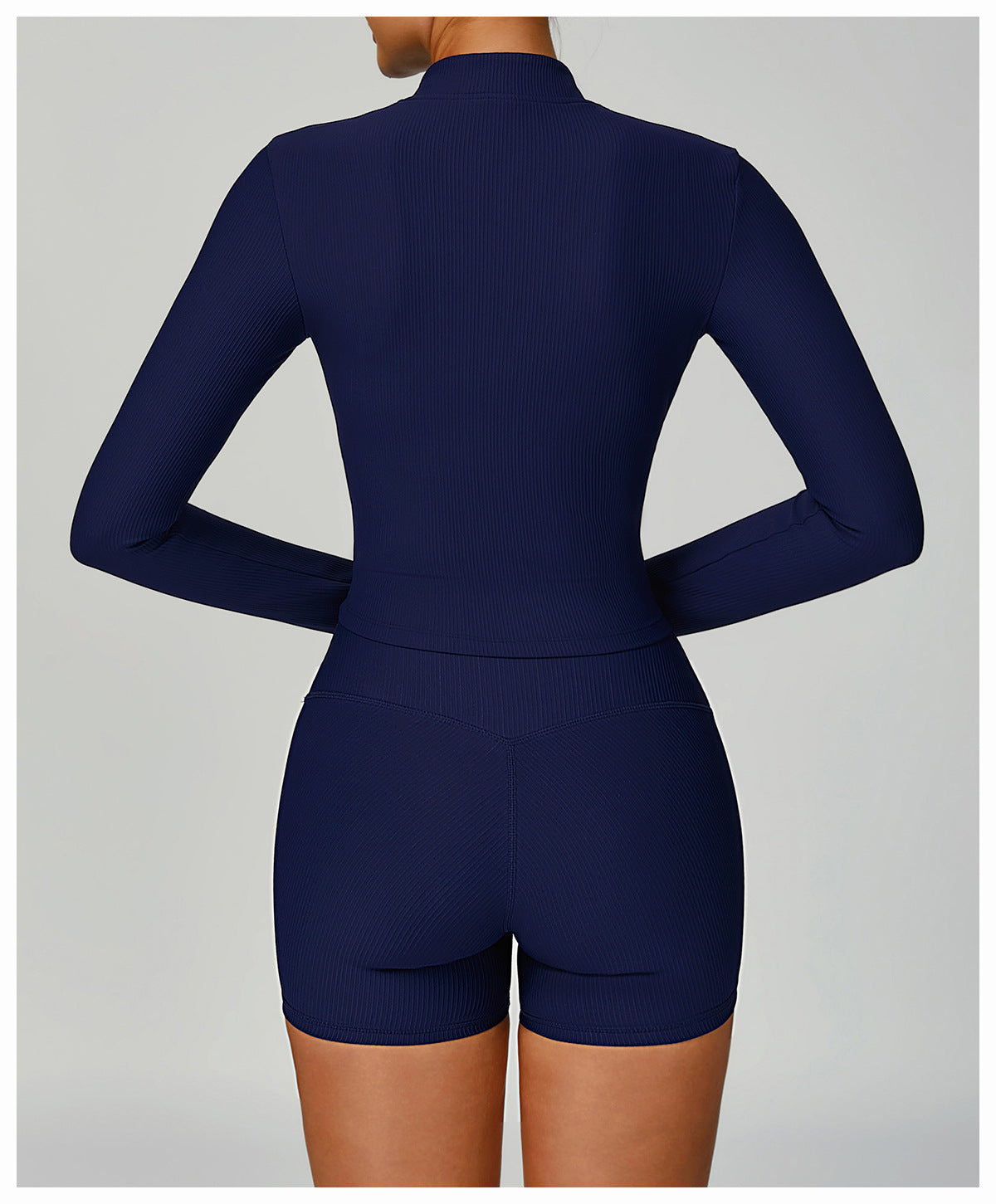 3-Piece Zip Jacket, Sports Bra & High-Waist Short Set