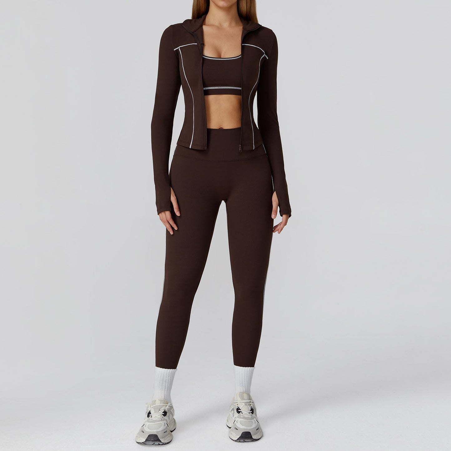 3-Piece Sports Bra, Jacket & Leggings Set