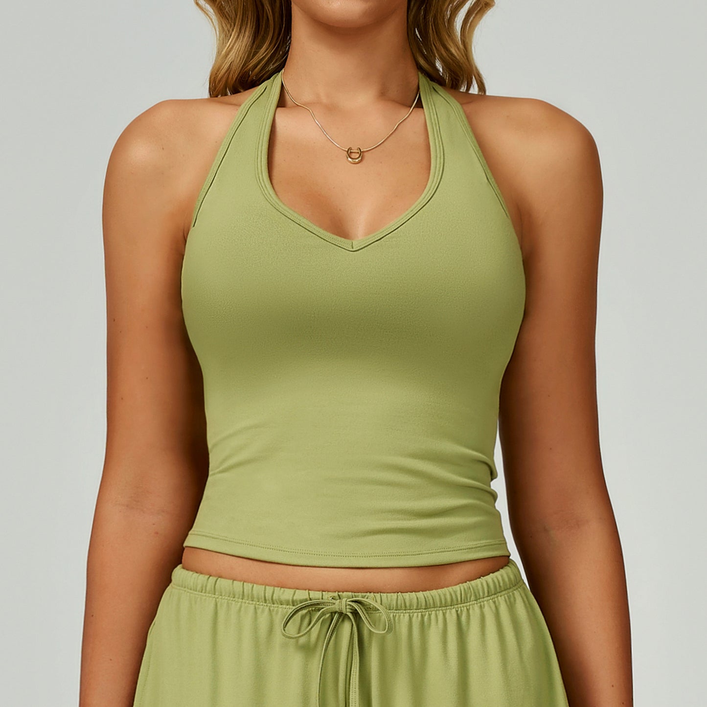 V-Neck Strappy Workout Crop Top