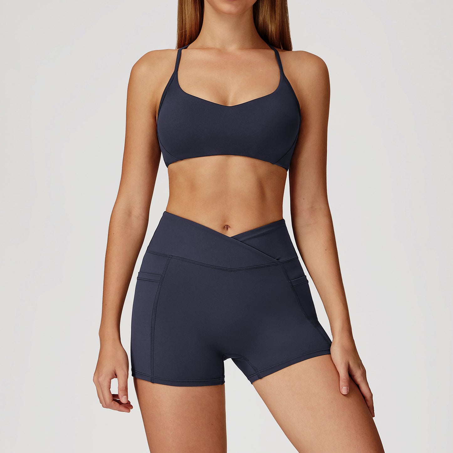 Strappy Sports Bra & Crossover Shorts Set