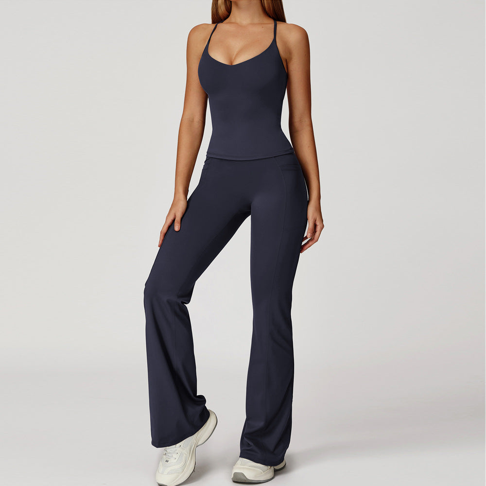 Strappy Tank & Crossover Flare Leggings Set