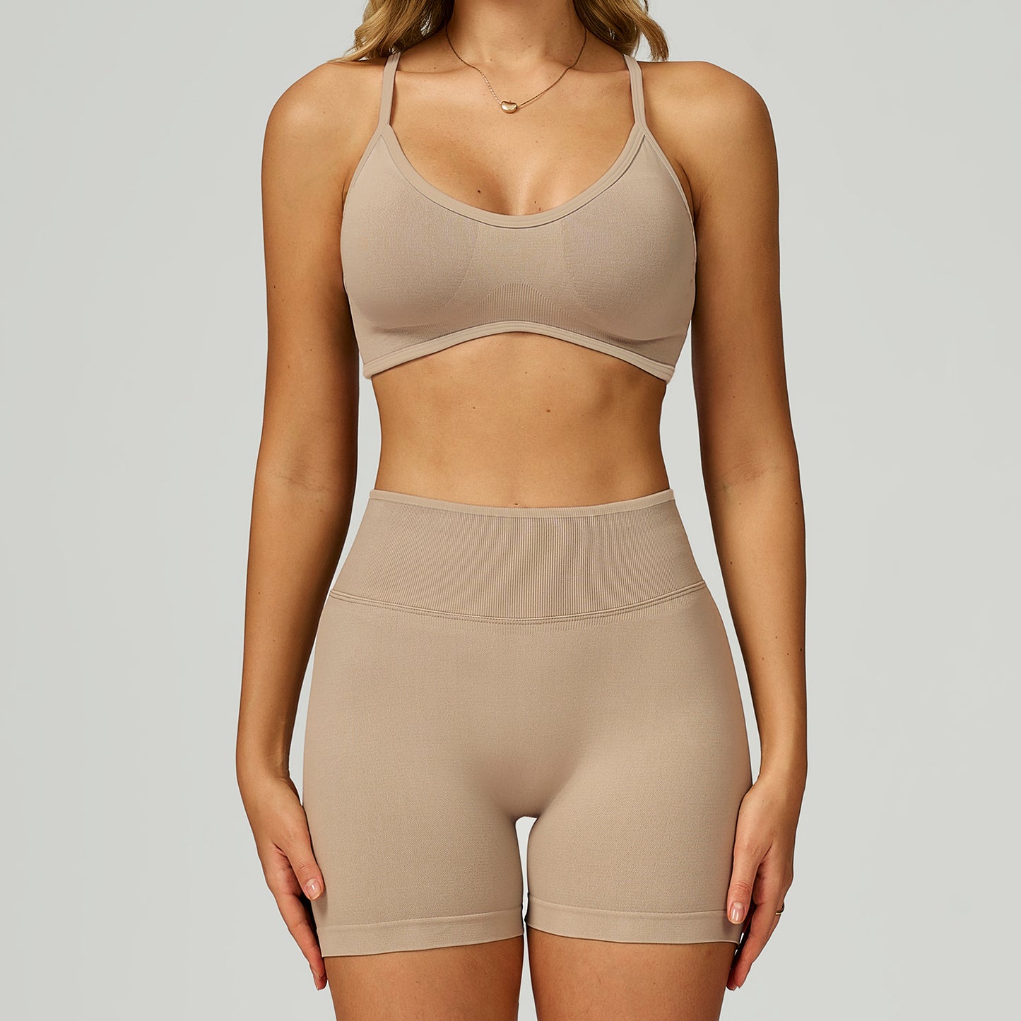 Strappy Sports Bra & High-Waist Biker Short Set