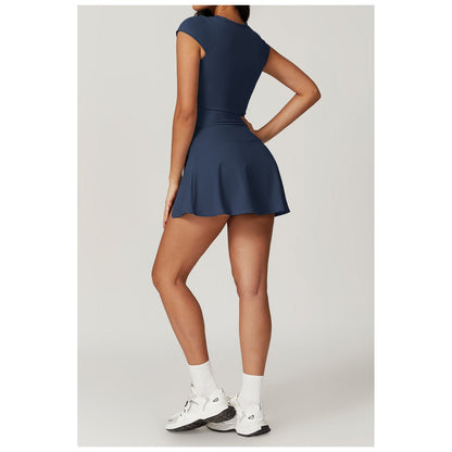 Sporty Chic Skirted Workout Set with Built-In Shorts