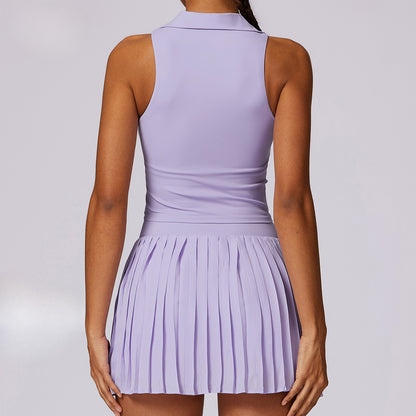 Power Play Pleated Skirt Set with Polo Crop