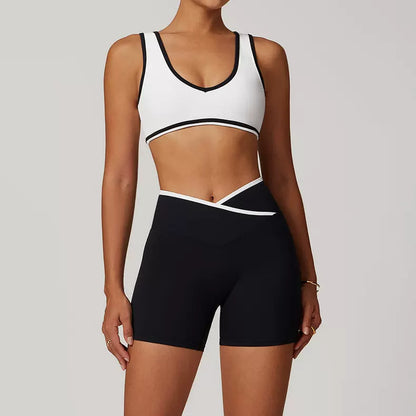 Sports Bra Top and Cross Shorts Set