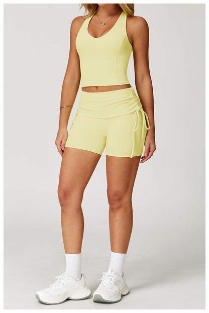Racerback Top & Ruched Shorts Set