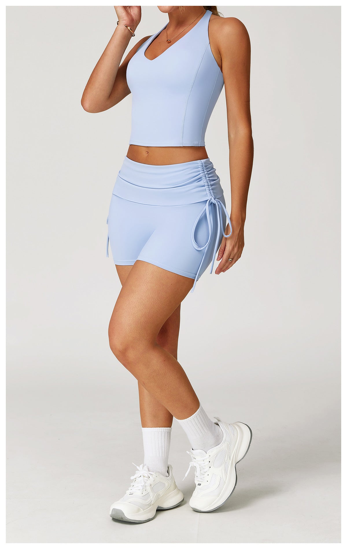 Racerback Top & Ruched Shorts Set