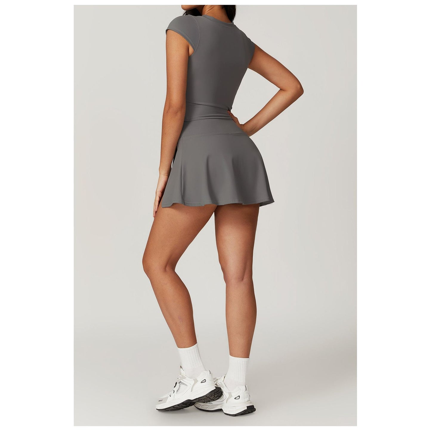 Sporty Chic Skirted Workout Set with Built-In Shorts