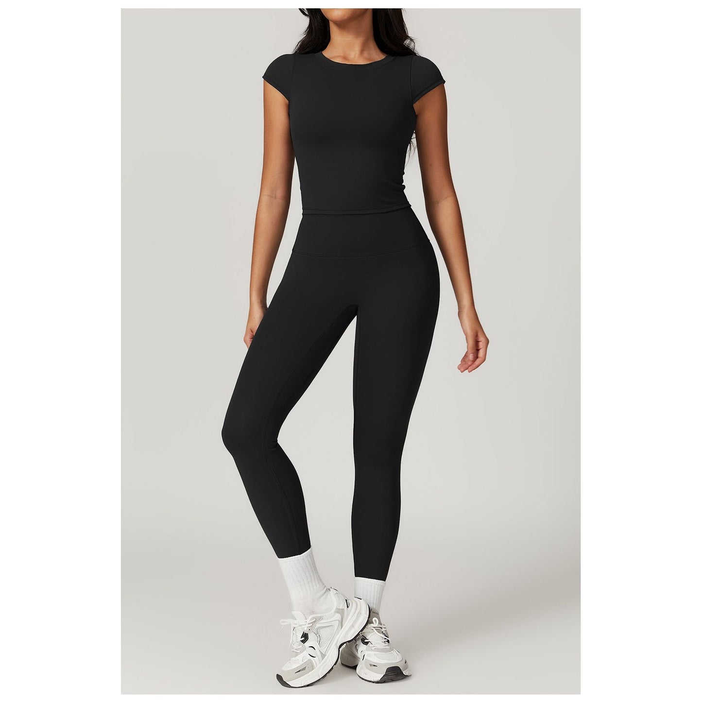 Ultimate Comfort Two-Piece Workout Set – Full-Length Leggings & Cap-Sleeve Top