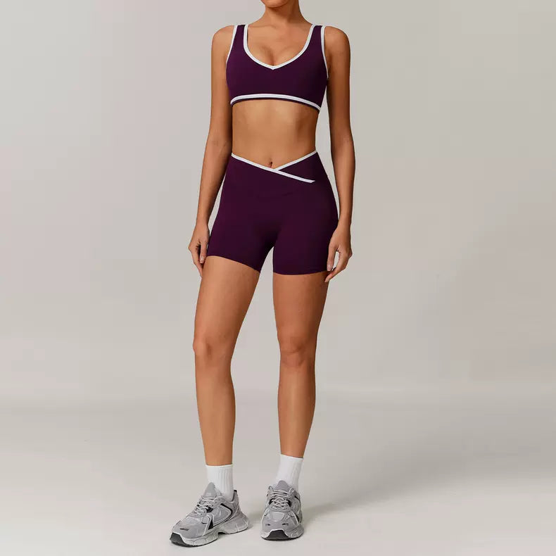 Sports Bra Top and Cross Shorts Set
