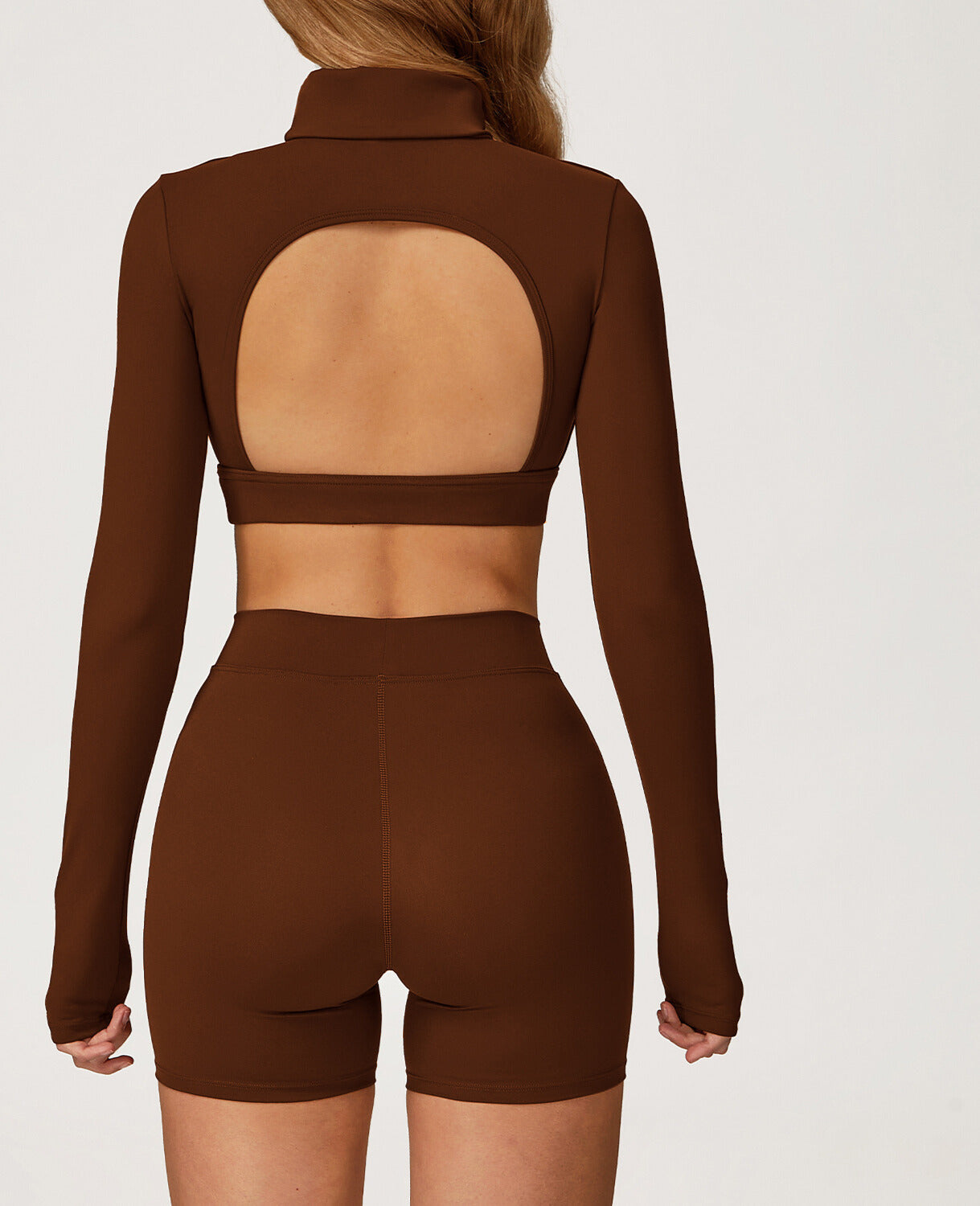 Turtleneck Long Sleeve OpeTopn-Back Crop