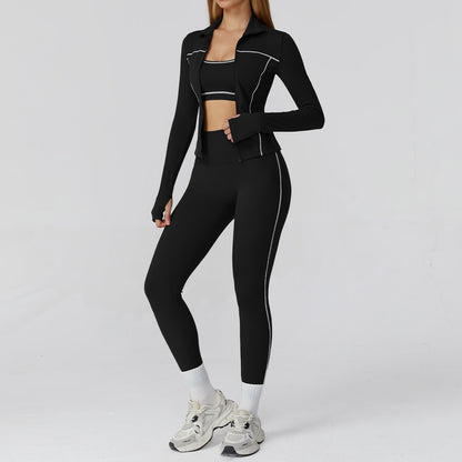 3-Piece Sports Bra, Jacket & Leggings Set