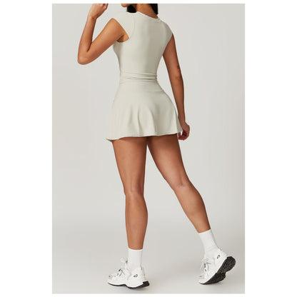 Sporty Chic Skirted Workout Set with Built-In Shorts