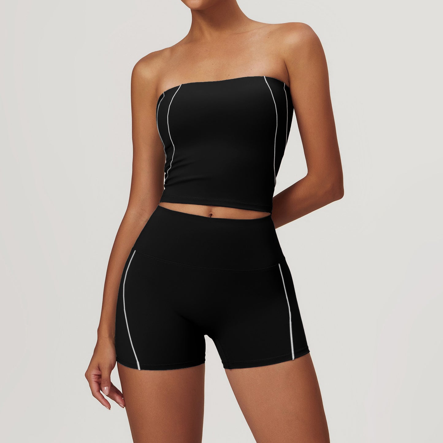 Breathable Strapless Top & Stretchy Shorts Set