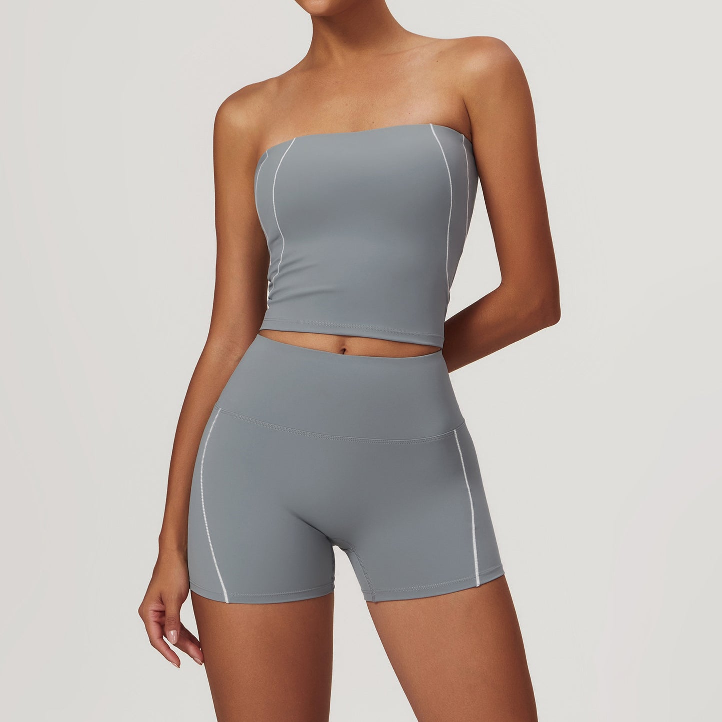 Breathable Strapless Top & Stretchy Shorts Set