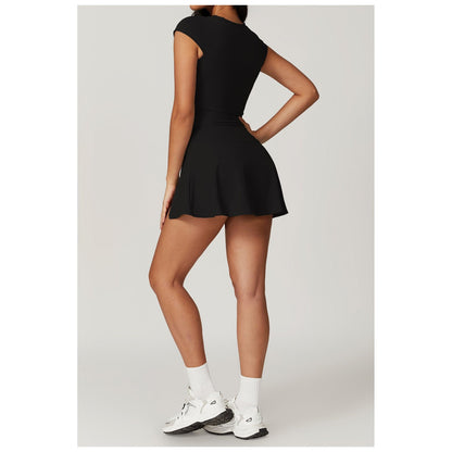 Sporty Chic Skirted Workout Set with Built-In Shorts