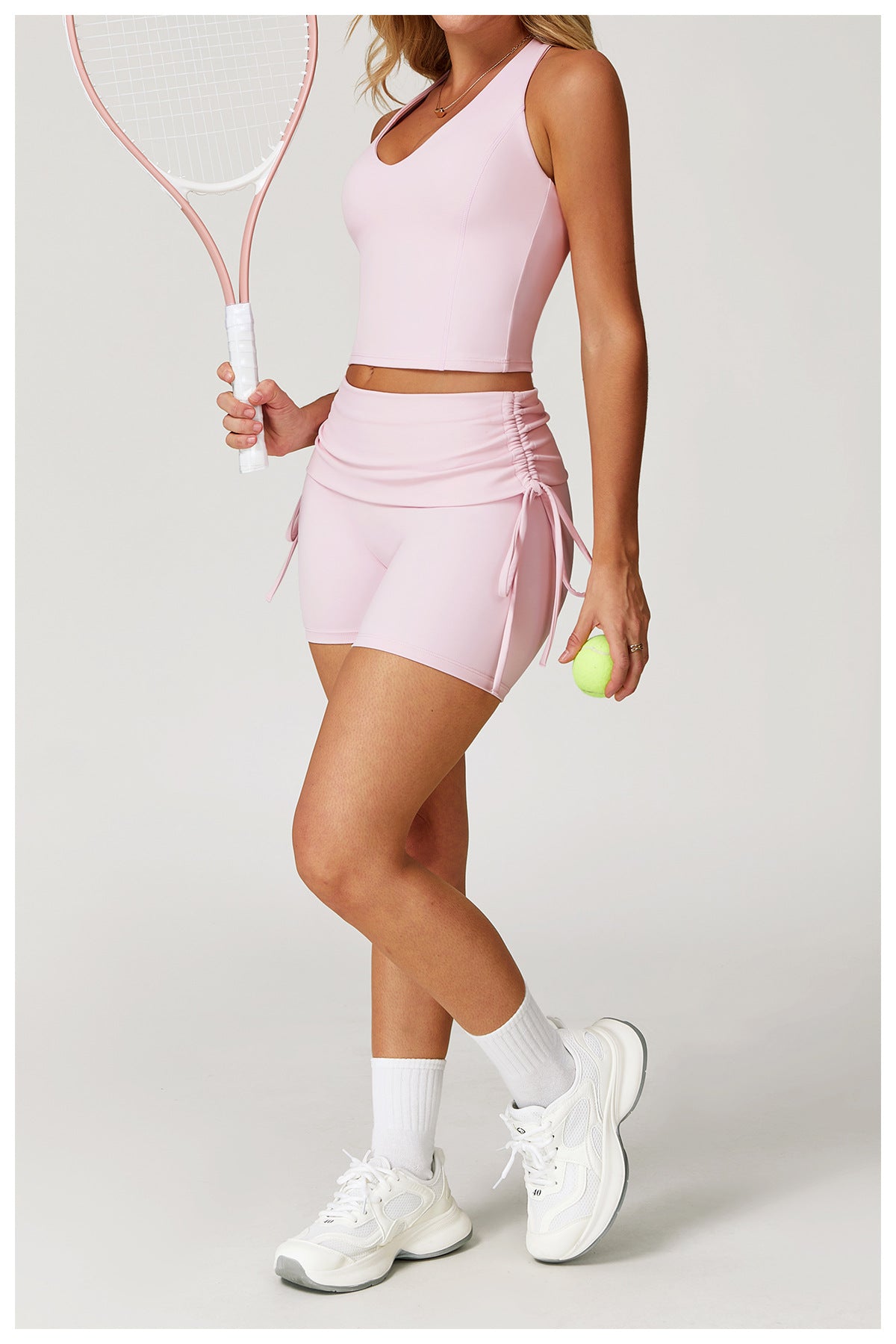 Racerback Top & Ruched Shorts Set