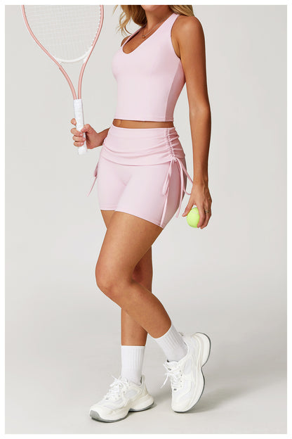 Racerback Top & Ruched Shorts Set