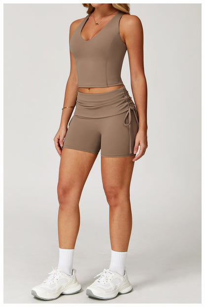 Racerback Top & Ruched Shorts Set